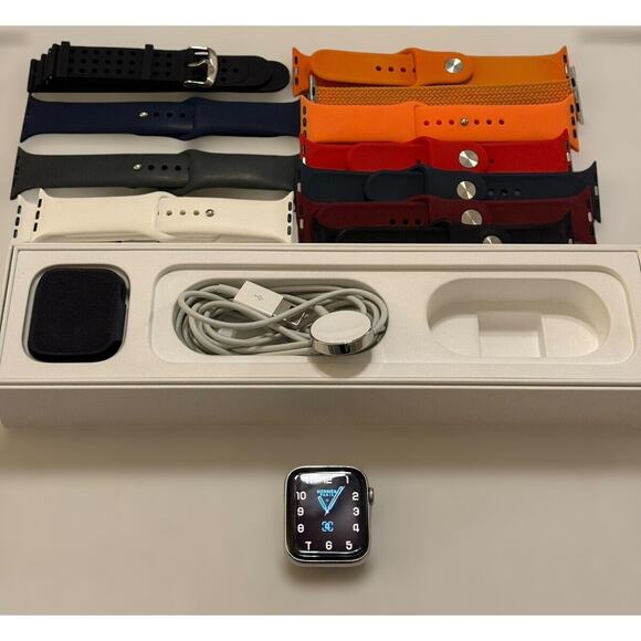 Hermes 44MM Apple Watch Face Series 4 Stainless Steel 10+ Free Bands Bundle - Picture 1 of 6